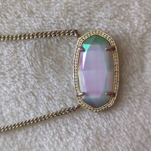 Kendra Scott Dylan Necklace Iridescent Slate Grey and Gold